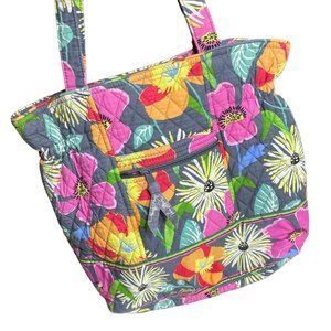 Vera Bradley Jazzy Blooms Tote Bag Quilted Shoulder Rainbow Floral Textile
